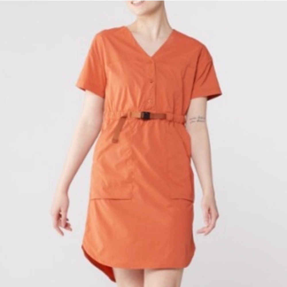 REI Sahara Utility Dress Rust UPF 50 sun protection water repellent Size Small